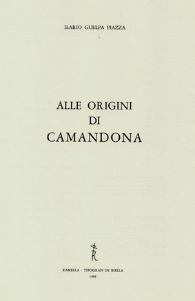 Il Libro "Alle Origini di Camandona"